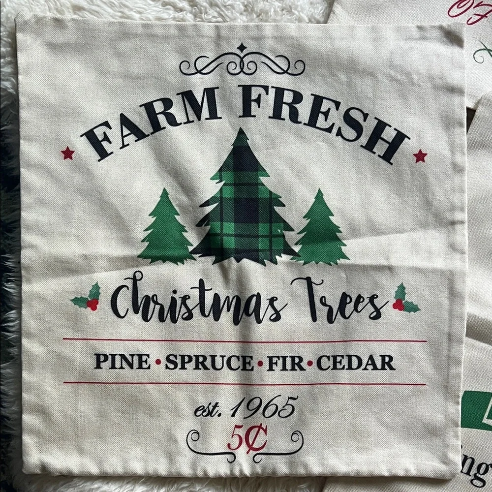 Used Once - Christmas Holiday Decorative Pillow Covers Set 17x17
